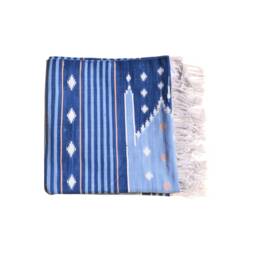 Handmade Cotton Dhurrie Rug Indigo Striped Area Rug, Reversible Kilim - thumbnail 3