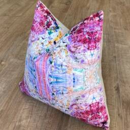 Paint Spray Velvet & Oatmeal Harris Tweed Cushion 18 - thumbnail 3