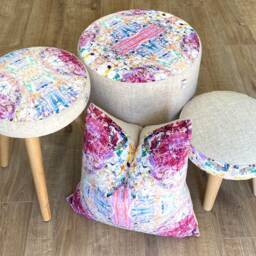 Paint Spray Velvet & Oatmeal Harris Tweed Cushion 18 - thumbnail 4