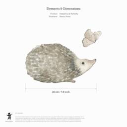 Hedgehog & Butterfly Fabric Wall Stickers. Removable & Reusable. Bianca Pozzi Collection - thumbnail 2
