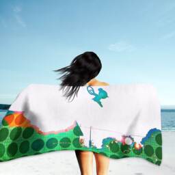 Mountain Bike Art Beach Towel Personalized Sports Decor, Mtb Gift - thumbnail 2