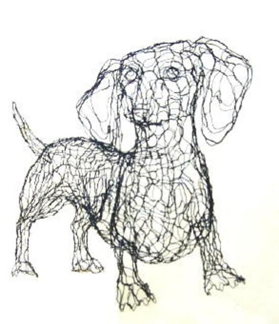 3D Dachshund Wire Sculpture By Elizabeth Berrien - image 1