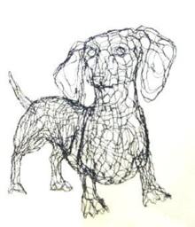 3D Dachshund Wire Sculpture By Elizabeth Berrien - thumbnail 1