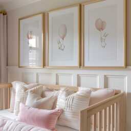 Set Of 3 Bunny Art Prints For Nursery, Rabbit Pictures Babies Bedroom, Pink, Blue Kids Room Decor, Gender Neutral Playroom - thumbnail 3