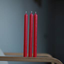 "Red & White Candle 9"" Height, 0.78" - thumbnail 3