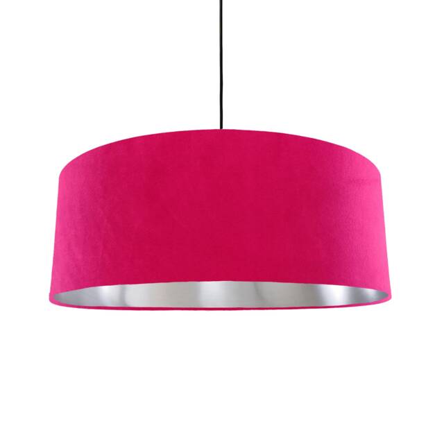 Extra Large Cerise Pink Velvet Lampshade With Silver Lining - image 1