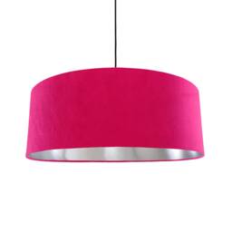 Extra Large Cerise Pink Velvet Lampshade With Silver Lining - thumbnail 1