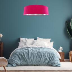 Extra Large Cerise Pink Velvet Lampshade With Silver Lining - thumbnail 2