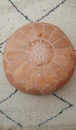 Leather Pouf, Sttuning Moroccan Pouf, Moroccan Ottoman Pouf Foostool Poufmoroccan Leatherpouf - thumbnail 1