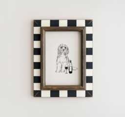 Bearded Collie Wall Art, Drawing, Dog Lovers Gift, Collie, Poster, Wine Lover, Customisable Colour - thumbnail 1