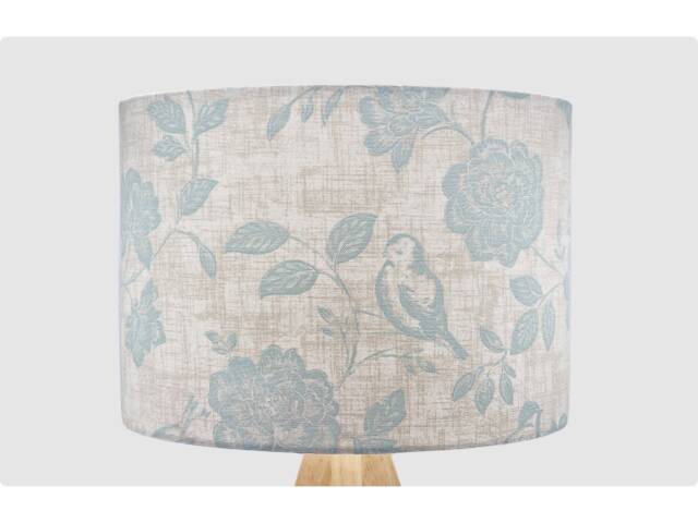 Floral Duck Egg Bird Lampshade, Table Floor Lamp/Ceiling Pendant Small Medium Large 15cm 20cm 25cm 30cm 35cm 40cm Fabric Drum Light Shade - image 1