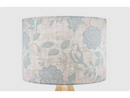 Handmade Lampshade Duck Egg Blue Floral Bird Fabric Drum, Vintage Linen Botanical Light Shade For Table/Floor Lamp Or Ceiling Pendant
