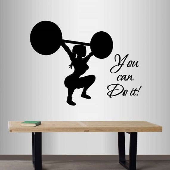 In-Style Decals Wall Vinyl Decal Home Decor Art Sticker You Can Do It Motivational Quote Strong Girl Woman Weightlifting Mural Design 135 - image 1