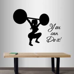 In-Style Decals Wall Vinyl Decal Home Decor Art Sticker You Can Do It Motivational Quote Strong Girl Woman Weightlifting Mural Design 135 - thumbnail 1