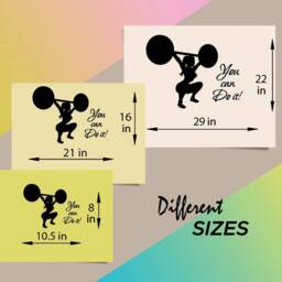In-Style Decals Wall Vinyl Decal Home Decor Art Sticker You Can Do It Motivational Quote Strong Girl Woman Weightlifting Mural Design 135 - thumbnail 2