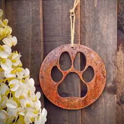 Dog Cat Paw Pet Rusty Memorial Rustic Art Wall Hanging Present Gift Idea - thumbnail 2