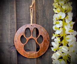 Dog Cat Paw Pet Rusty Memorial Rustic Art Wall Hanging Present Gift Idea