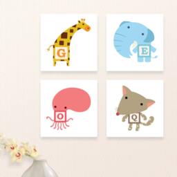 C Is For Capybara Abc Block Bamboo Wall Art Series // Alphabet Kids Nursery Room Decor Animal Baby - thumbnail 4