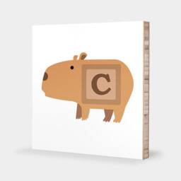 C Is For Capybara Abc Block Bamboo Wall Art Series // Alphabet Kids Nursery Room Decor Animal Baby
