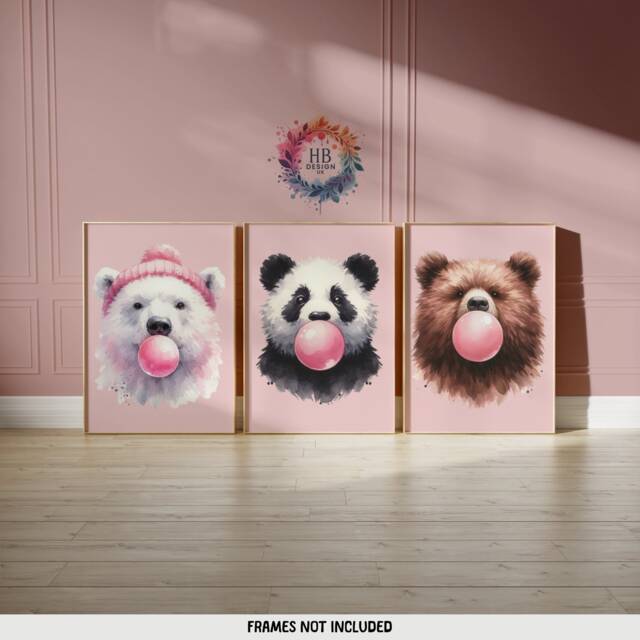 Pink Animal Artwork - Set Of 3 Posters - Maximalist Poster Prints Quirky Animals Wall Art Style Portrait Decor Colourful Hipster - image 1