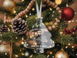Our First Christmas As A Family Ornament - Personalised Clear Acrylic Tree Decoration With Names & Year 2025, Keepsake Gift
