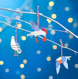 Set Of Three Festive Seagull Christmas Decorations - Coastal Tree Decor, Beach-Themed Holiday Ornaments, Bird Lover Gift