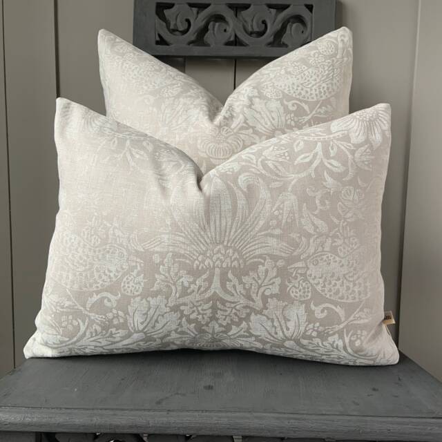 William Morris Fabric Cushion Cover Pure Strawberry Thief Pillow - image 1