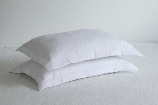 Two Oxford Style Pillowcases Of 100% Pure Very Soft Linen in Handmade, Pillowcase With Flanges - image 1