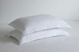 Two Oxford Style Pillowcases Of 100% Pure Very Soft Linen in Handmade, Pillowcase With Flanges - thumbnail 1