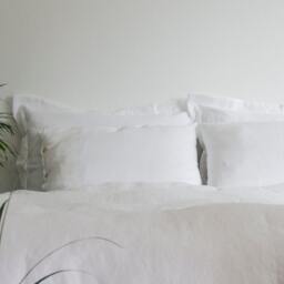 Two Oxford Style Pillowcases Of 100% Pure Very Soft Linen in Handmade, Pillowcase With Flanges - thumbnail 2