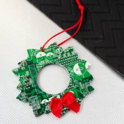 Circuit Board Wreath Ornament, Geeky Christmas Holiday Geek Decor, Computer Programmer Gift, Science Ornament - thumbnail 2