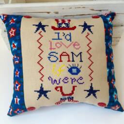 Uncle Sam 4Th Of July Patriotic Memorial Day Pillow, Cross Stitch, Finished - thumbnail 2