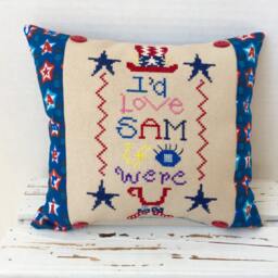 Uncle Sam 4Th Of July Patriotic Memorial Day Pillow, Cross Stitch, Finished - thumbnail 3