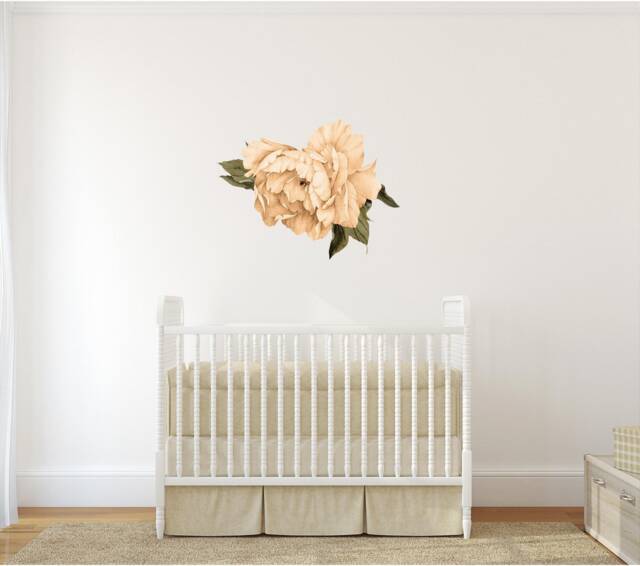 Orange Peony #26 Removable Fabric Wall Decal Individual Blooming Peonies Baby Girl Room Nursery Decor - Customize Your Own Sticker Set - image 1