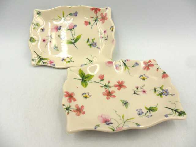 A Pair Of Soap Dishes in Dainty Spring Blossom Design By Heron Cross Pottery - image 1
