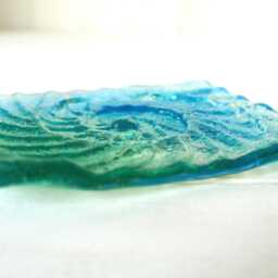 "Ammonite Blue Aqua Fused Glass Soap Dish 13x10cm/5""x4" - thumbnail 3