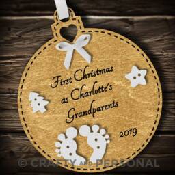 Personalised Baby's 1st First Christmas As Grandparets Wooden Bauble Tree Ornament Gift For Boy Or Girl Grandpa & Grandma - thumbnail 4