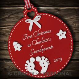 Personalised Baby's 1st First Christmas As Grandparets Wooden Bauble Tree Ornament Gift For Boy Or Girl Grandpa & Grandma - thumbnail 3