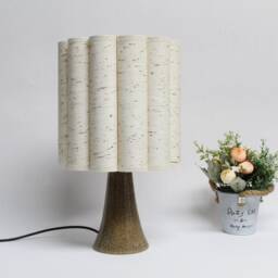 Floral Fabric Table Lamp Khaki Dots, Ceramic Base - thumbnail 1