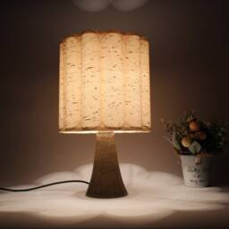 Floral Fabric Table Lamp Khaki Dots, Ceramic Base - thumbnail 4