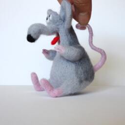Needle Felted Animal , Felted Rat , Felted Miniature Mouse Sclupture - thumbnail 3