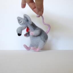 Needle Felted Animal , Felted Rat , Felted Miniature Mouse Sclupture - thumbnail 2