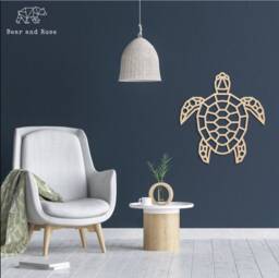 Geometric Turtle - Wooden Wall Art Home Nursery Animal Sealife Reef Wildlife Marine Aquatic Tropical Wood - thumbnail 1