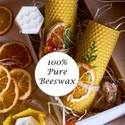Beeswax Gifts 100% Candles Gift Box Set Of 2 Scented Pillar - Size 13 X 5 cm & Shea Butter Soap For Home Decor - thumbnail 2