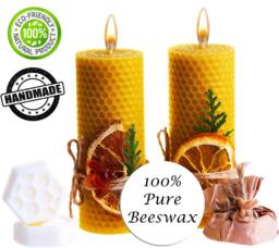 Beeswax Gifts 100% Candles Gift Box Set Of 2 Scented Pillar - Size 13 X 5 cm & Shea Butter Soap For Home Decor - thumbnail 1