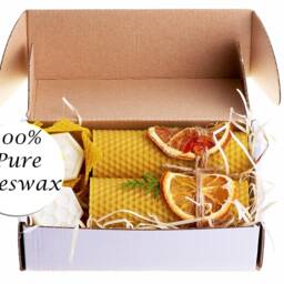 Beeswax Gifts 100% Candles Gift Box Set Of 2 Scented Pillar - Size 13 X 5 cm & Shea Butter Soap For Home Decor - thumbnail 3