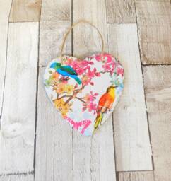 Tropical Birds Slate Heart Plaque Decoupage Wall Decor - 15cm - thumbnail 1