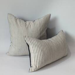Cream & Black Striped Sofa Couch Pillow Hand Woven Fabric Sofa Cushion Decorative Throw Pillows - thumbnail 3