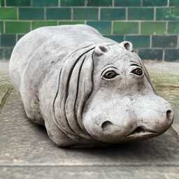 Concrete Hippo Statue Stone Animal Sculpture Cement Hippopotamus Figurine Hippo Lover Gift Garden & Home Ornament Handmade Decor - thumbnail 3