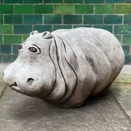 Concrete Hippo Statue Stone Animal Sculpture Cement Hippopotamus Figurine Hippo Lover Gift Garden & Home Ornament Handmade Decor - thumbnail 4